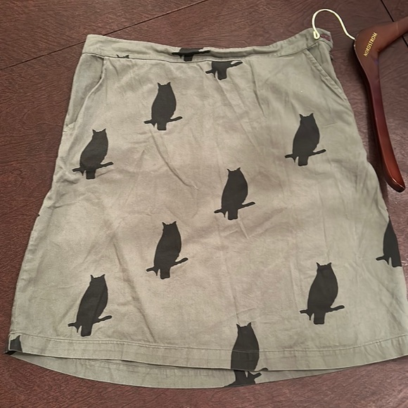 Anthropologie Dresses & Skirts - Knitteddove Novelty Print owl Woodland Critter Pattern skirt